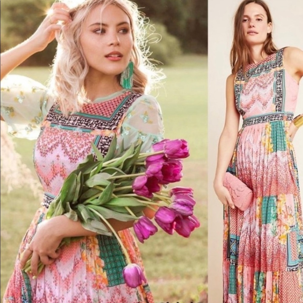 Anthropologie Allessandra tiered maxi dress.